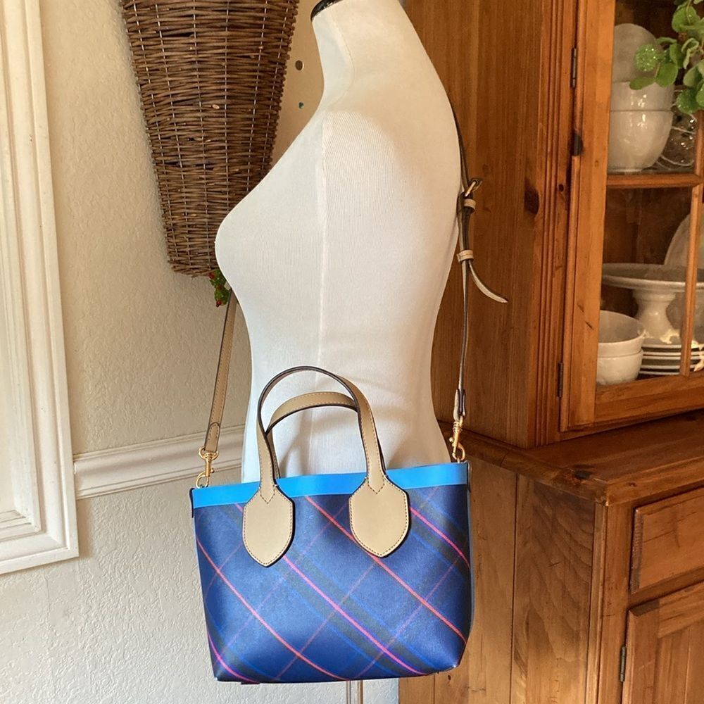 Banana Republic Blue Plaid Crossbody Bag Purse EUC